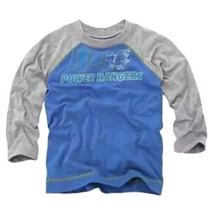 Disney Store Boys S (5/6) Power Rangers Long Sleeve Baseball Shirt Cotton NEW